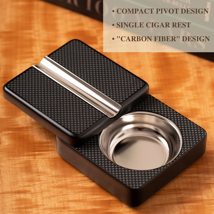 Pivot Design Carbon Fiber Single Cigar Ashtray