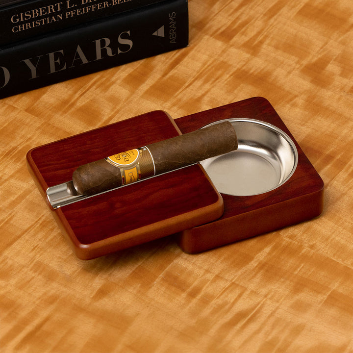 Lacquered Rosewood Swivel Cigar Ashtray