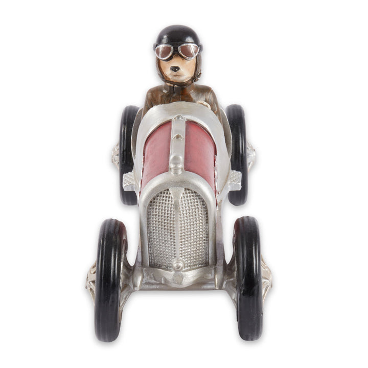 Resin Dog Driving Race Car Collectable