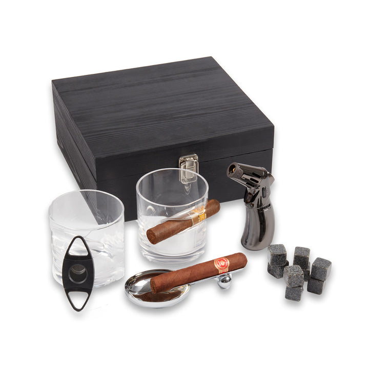 Cigar and 2 Whiskey Glass Gift Collection