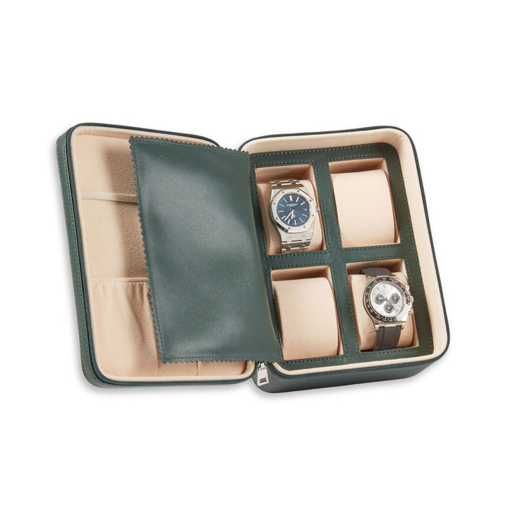 Leather Four Watch and Accessory Travel Watch Case
