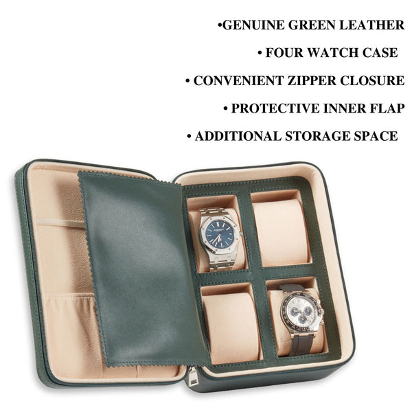 Leather Four Watch and Accessory Travel Watch Case