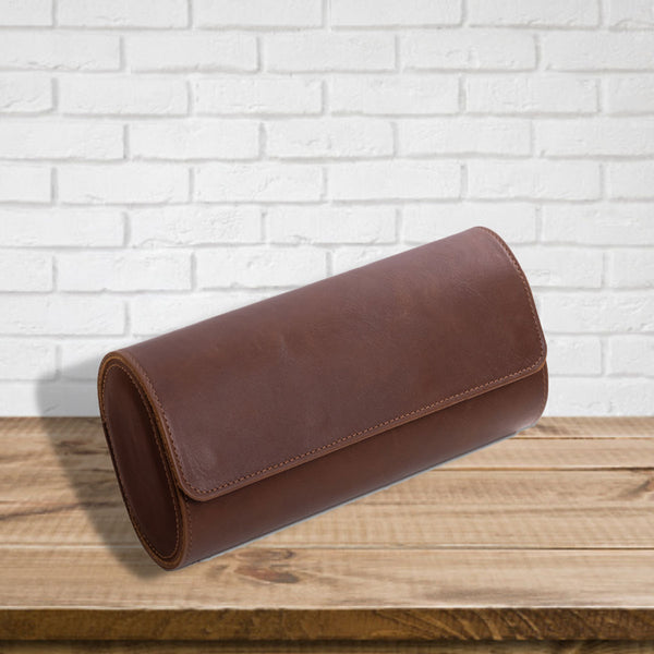 Genuine Leather Watch Roll for 3 Watches