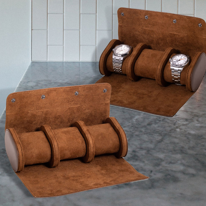 Genuine Leather Watch Roll for 3 Watches