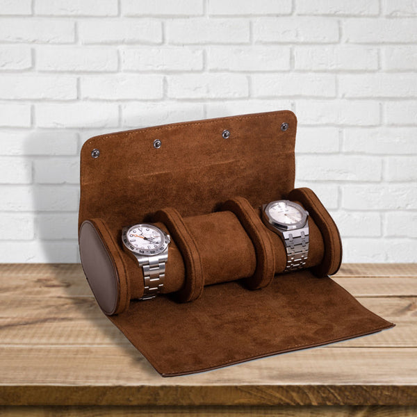 Genuine Leather Watch Roll for 3 Watches