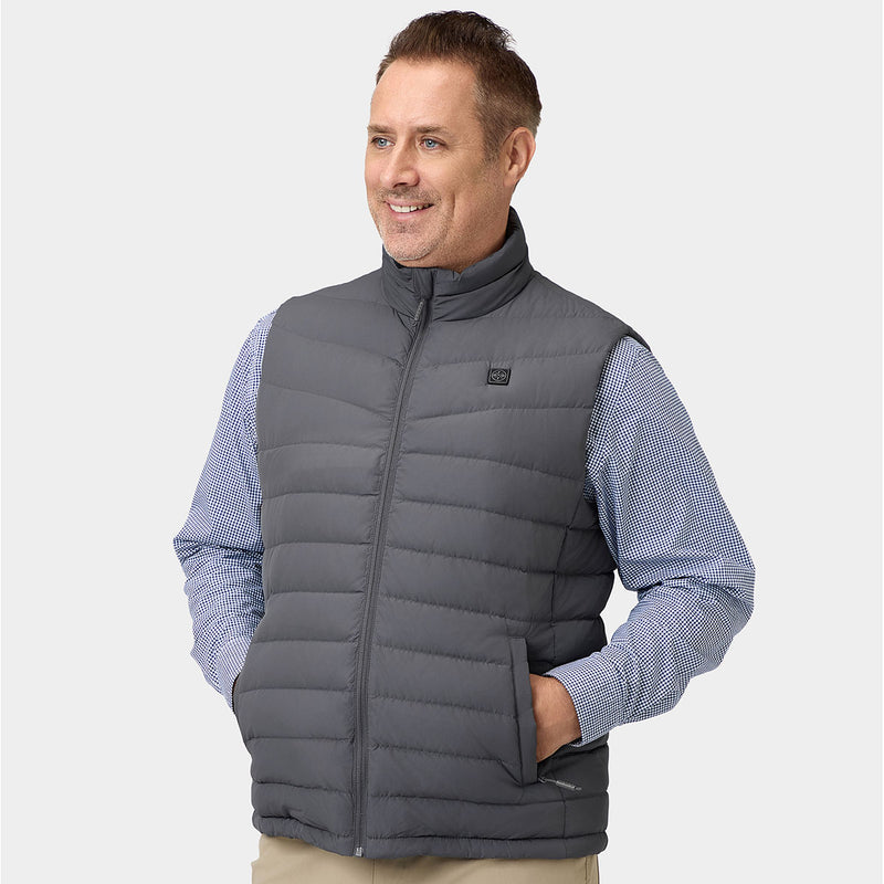 Men's Heated Down Vest - Navy Blue - 2XL