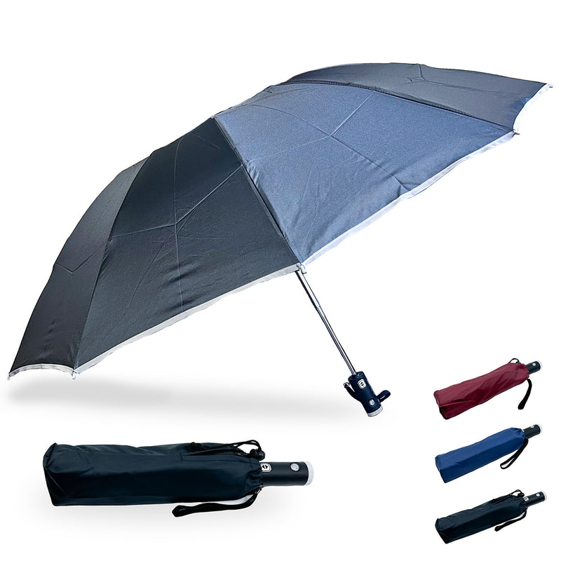 Reverse Folding Compact Umbrella with Flashlight - Red