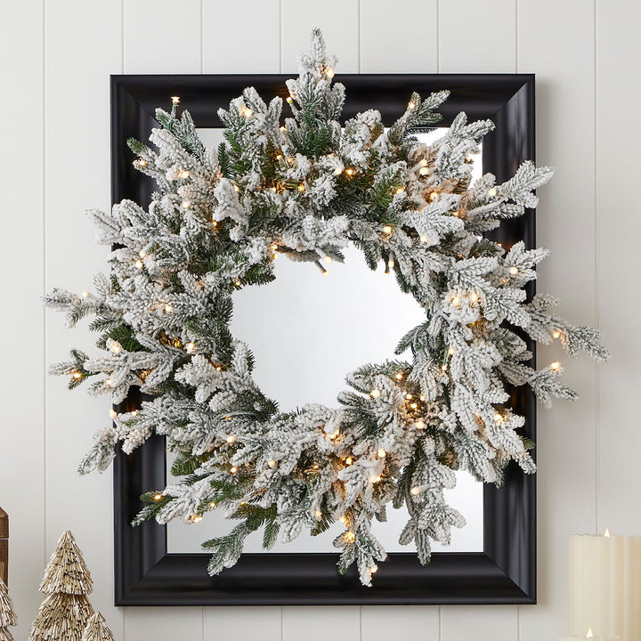24'' Flocked Pine Wreath