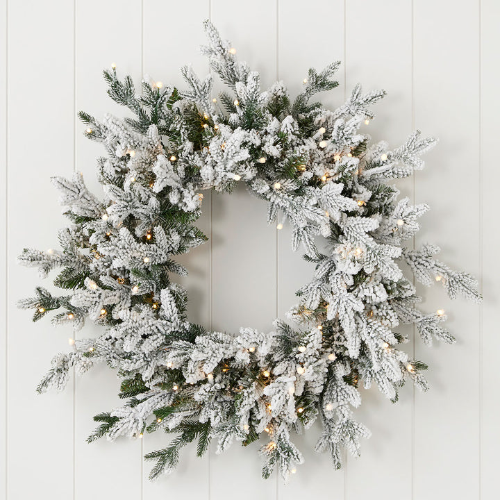 24'' Flocked Pine Wreath