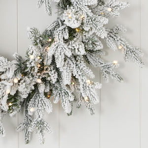 24'' Flocked Pine Wreath
