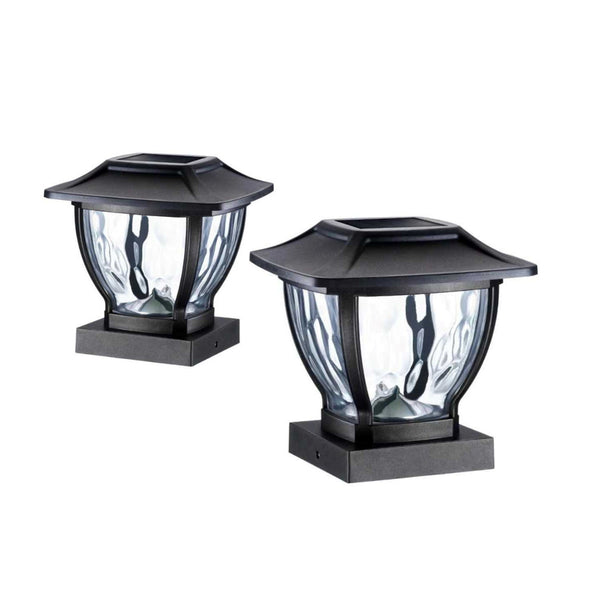 Wave Style Solar Powered Post Lights (Set of 4)
