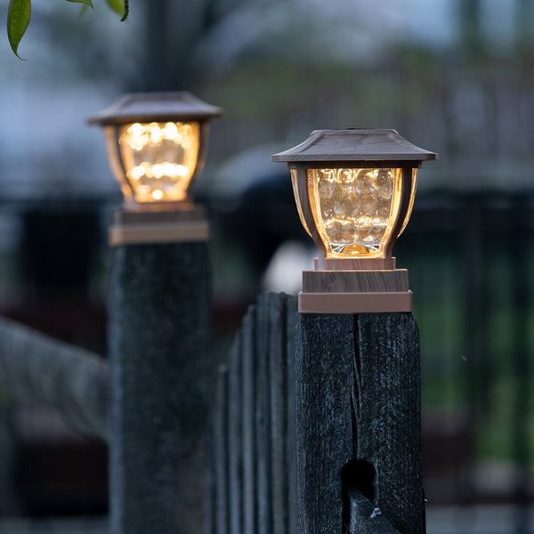 Wave Style Solar Powered Post Lights (Set of 4)
