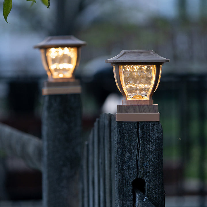 Wave Style Solar Powered Post Lights (Set of 4)
