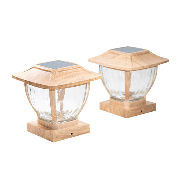 Wave Style Solar Powered Post Lights (Set of 4)