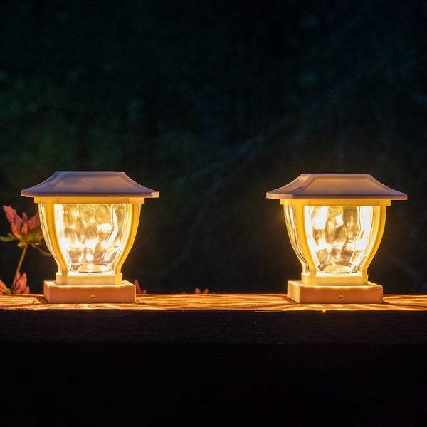 Wave Style Solar Powered Post Lights (Set of 4)