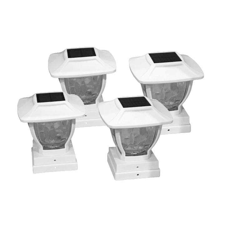 Wave Style Solar Powered Post Lights (Set of 4)