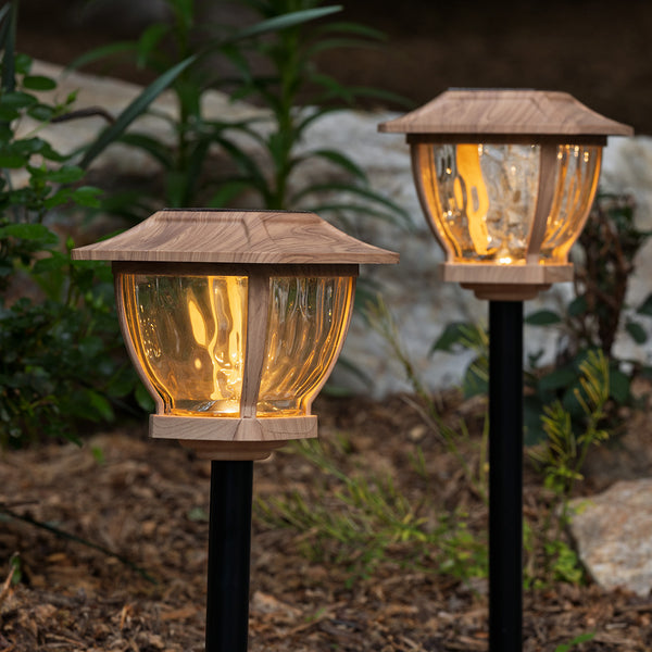 Wave Style Solar Powered Pathway Lights (Set of 2)