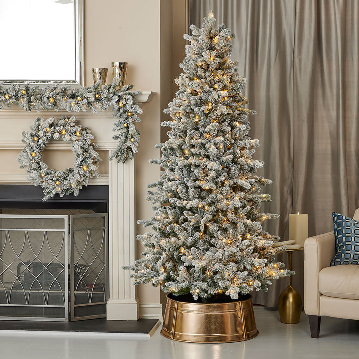 Flocked Palmetto Pine Christmas Tree