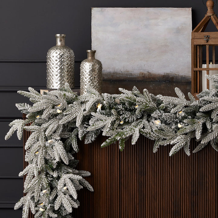 9' Flocked Frasier Fir Garland