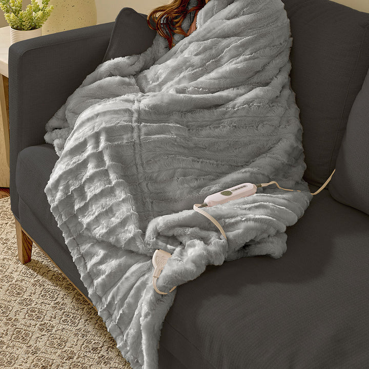 Oversized Faux Fur Heated Throw