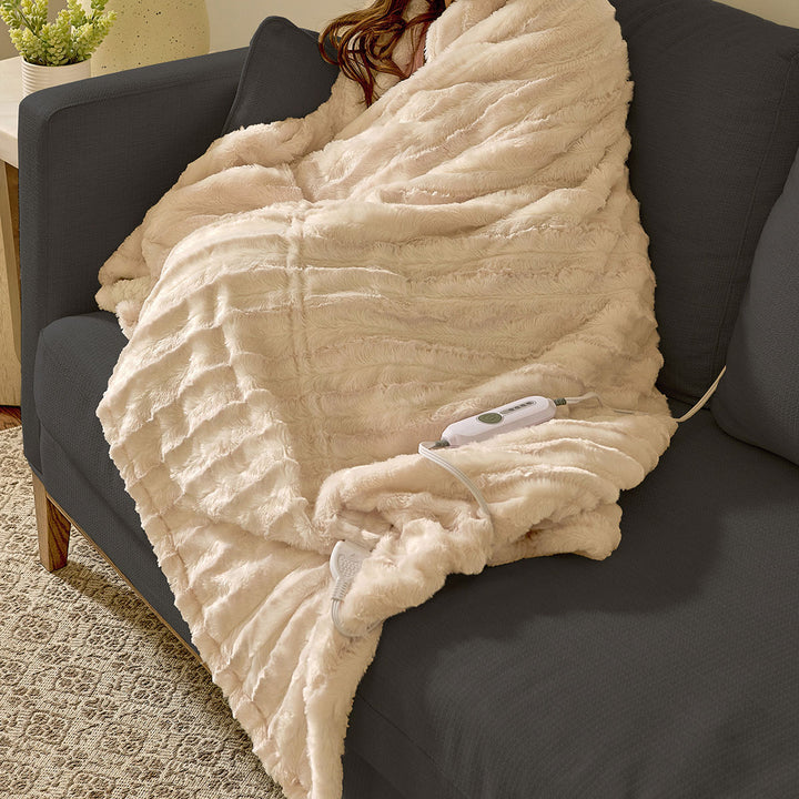 Oversized Faux Fur Heated Throw