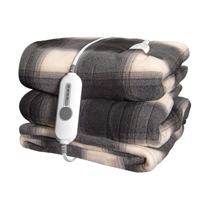 Oversized Plaid Faux Fur Heated Throw