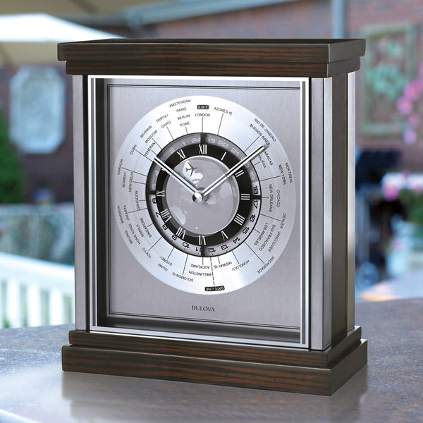 Bulova Wyndmere World Time Table Top Clock – Sharper Image