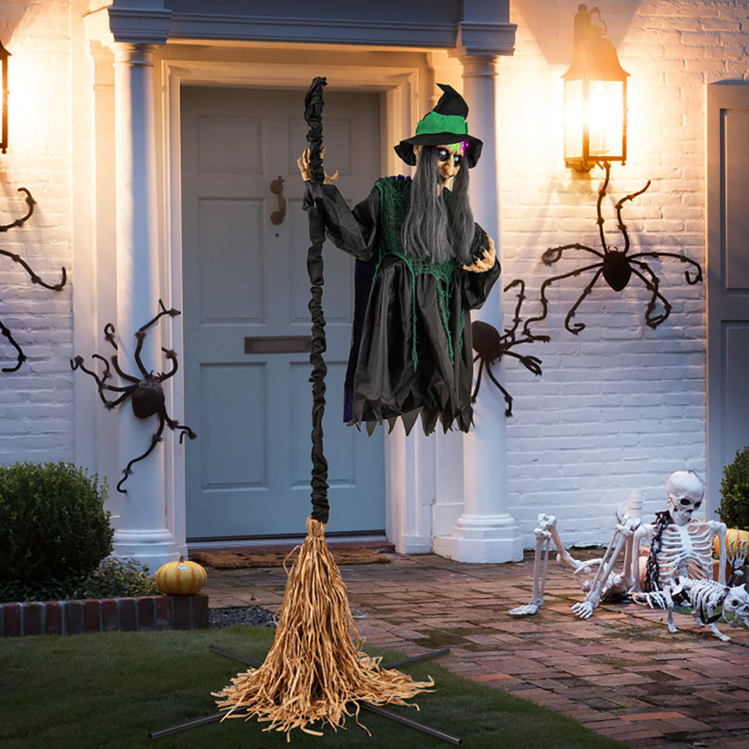 7 Ft. Mechanized LED Witch on Broom – Sharper Image