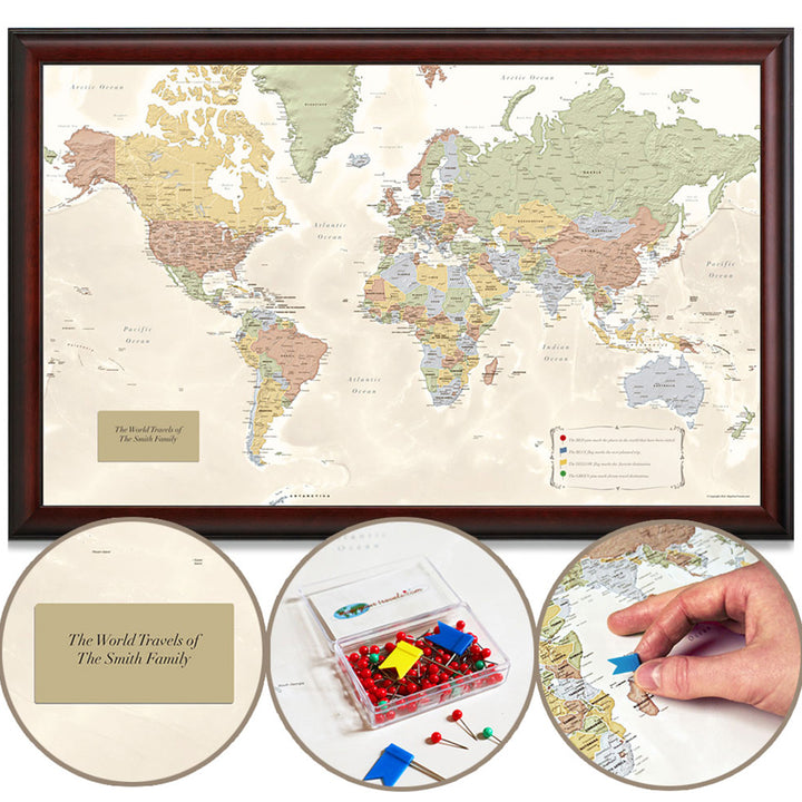 World Traveler Push Pin Map