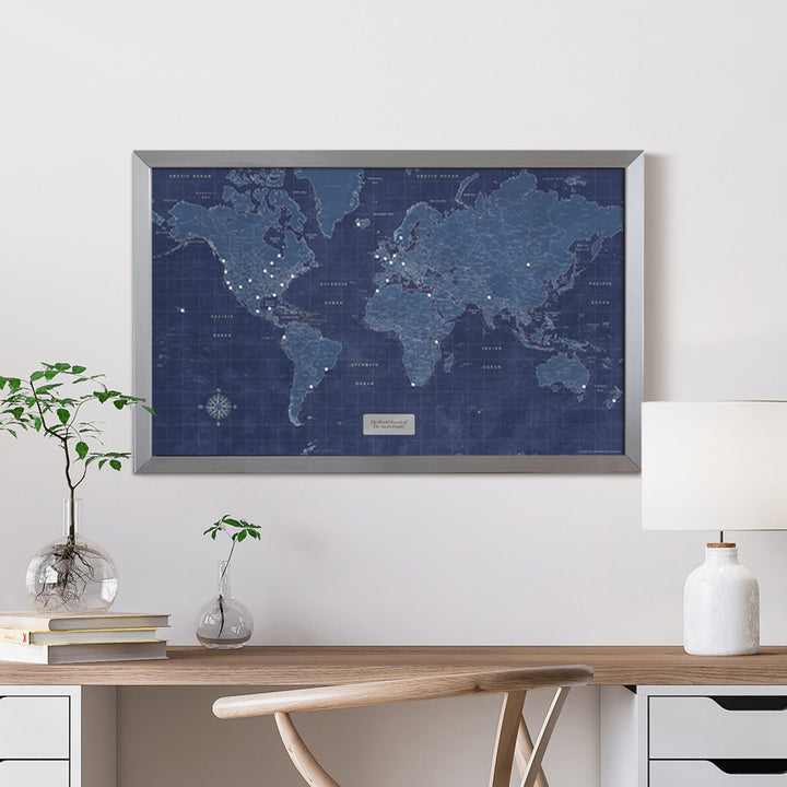 Modern Blueprint World Travel Map