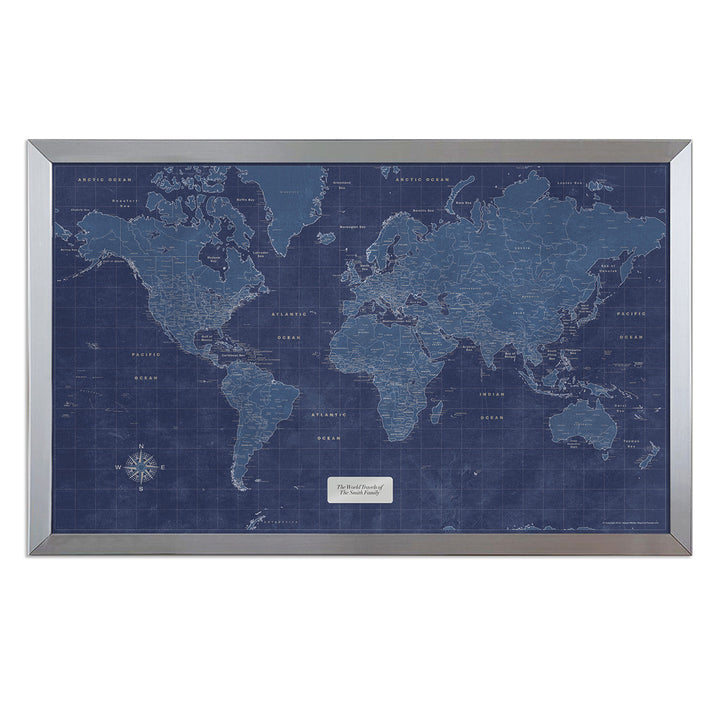 Modern Blueprint World Travel Map