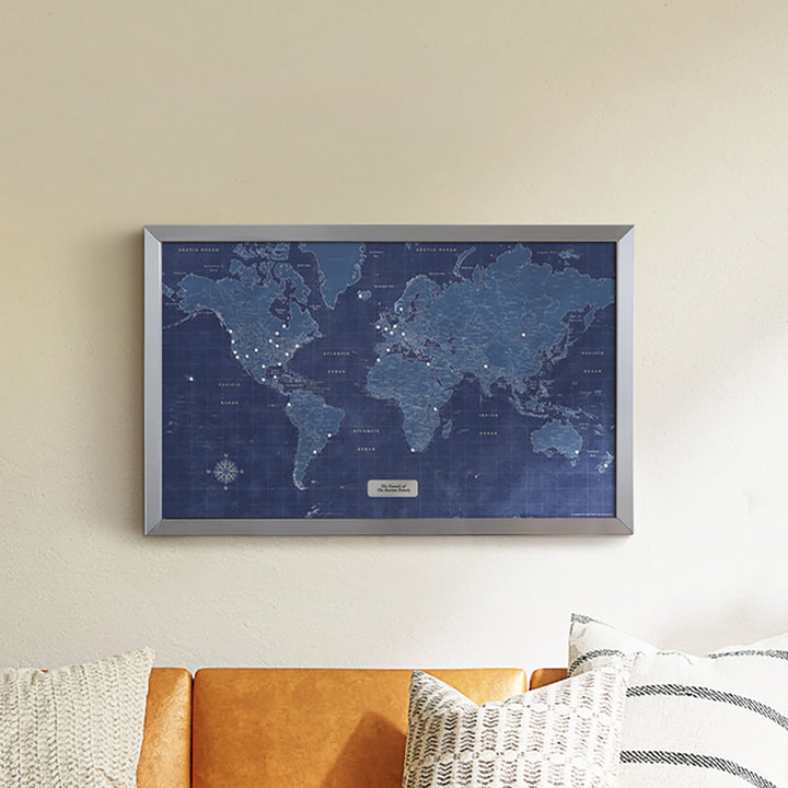 Modern Blueprint World Travel Map