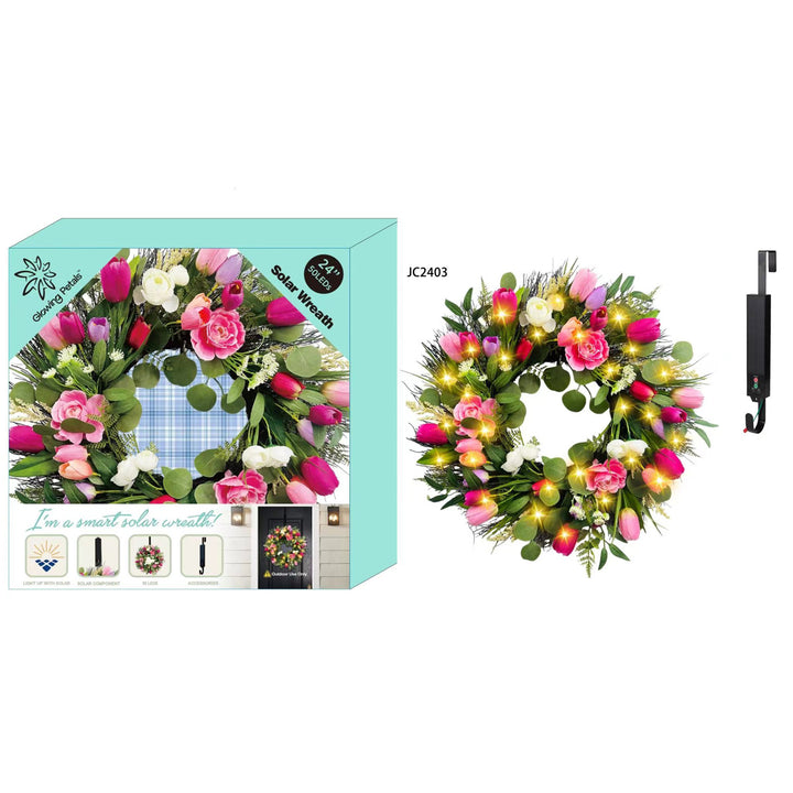 24'' Solar LED Wreath