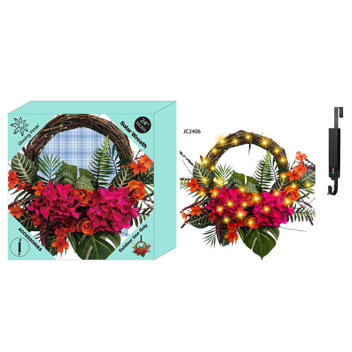 24'' Solar LED Wreath