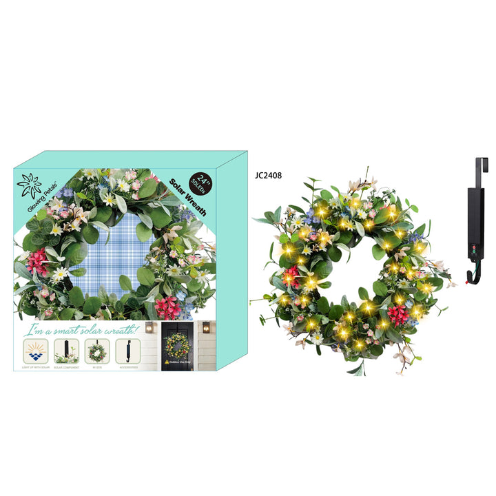 24'' Solar LED Wreath