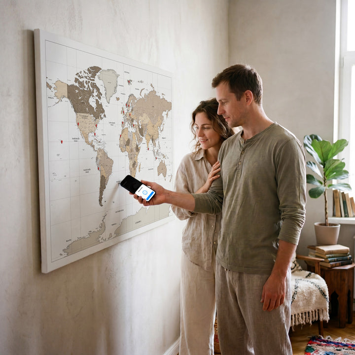 Pin and Remember Photo-Linked World Map with Pins
