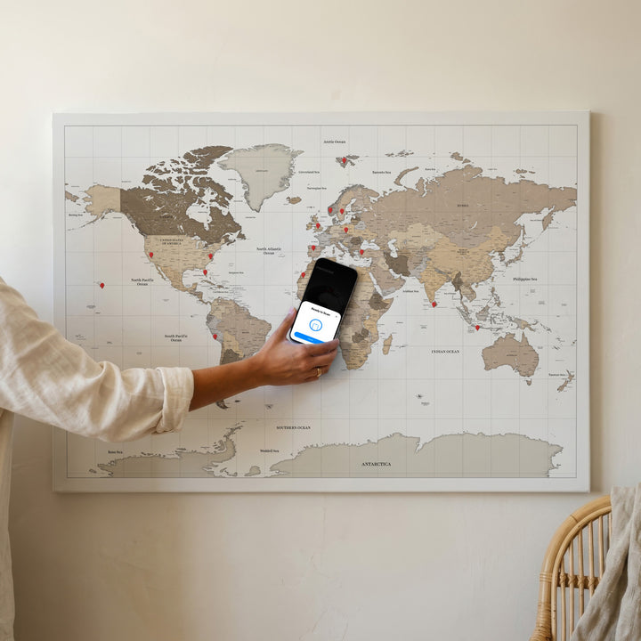Pin and Remember Photo-Linked World Map with Pins