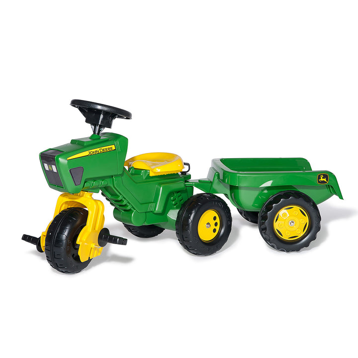 John Deere 3-Wheeled Pedal Tractor With Trailer