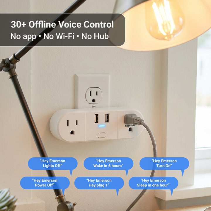 Voice-Activated Dual Outlet with USB Charging
