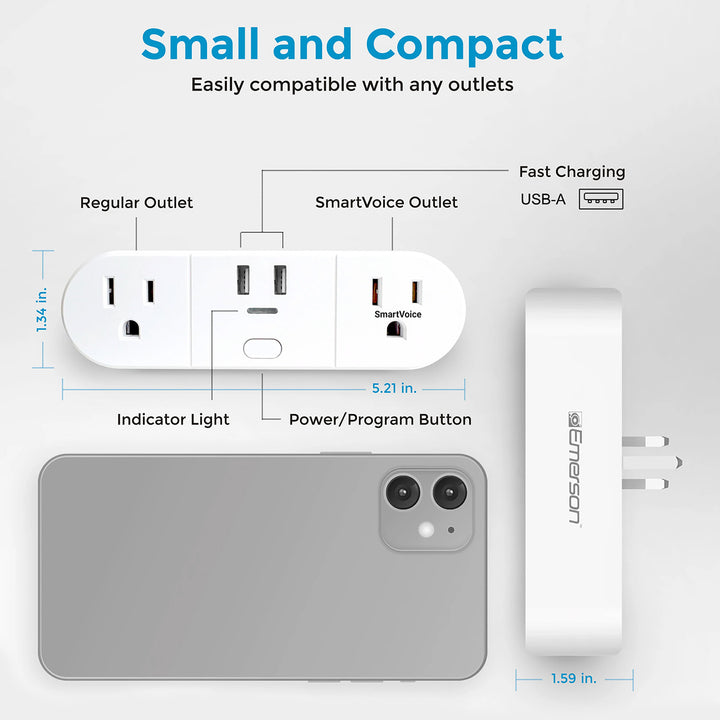 Voice-Activated Dual Outlet with USB Charging