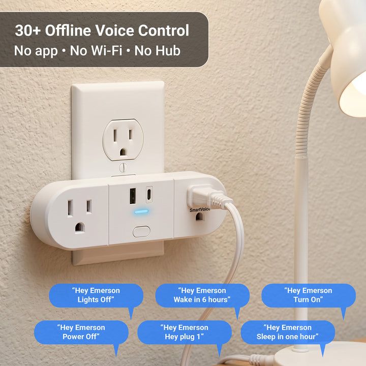 Voice-Activated Dual Outlet with USB Charging
