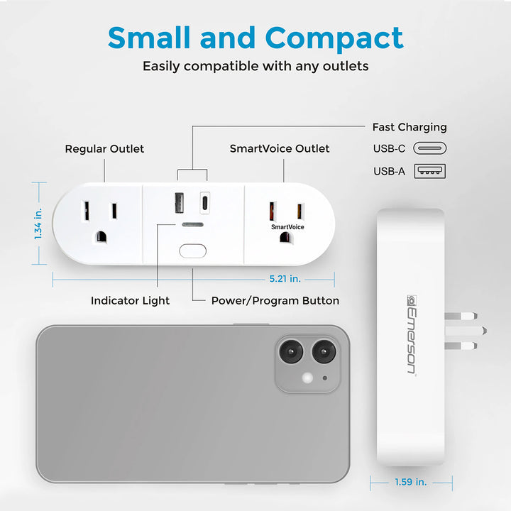 Voice-Activated Dual Outlet with USB Charging
