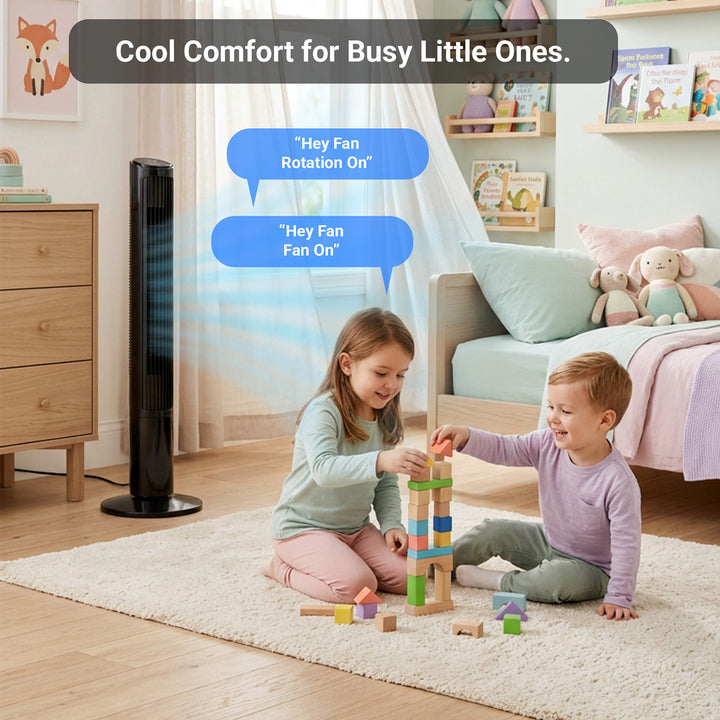 Voice-Controlled Oscillating Tower Fan