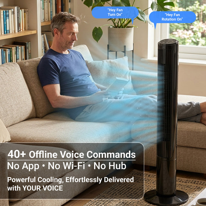 Voice-Controlled Oscillating Tower Fan