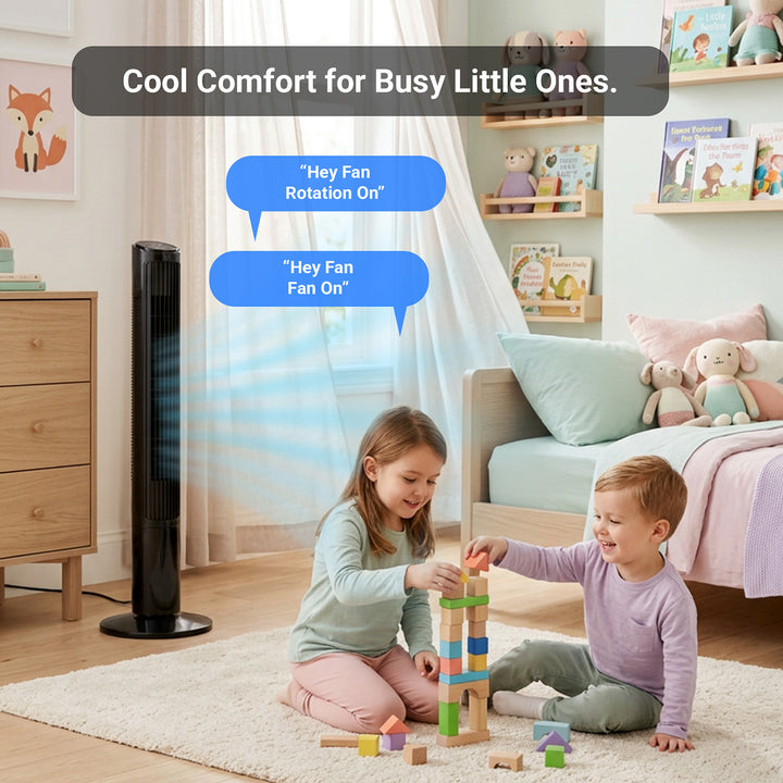 Voice-Controlled Oscillating Tower Fan