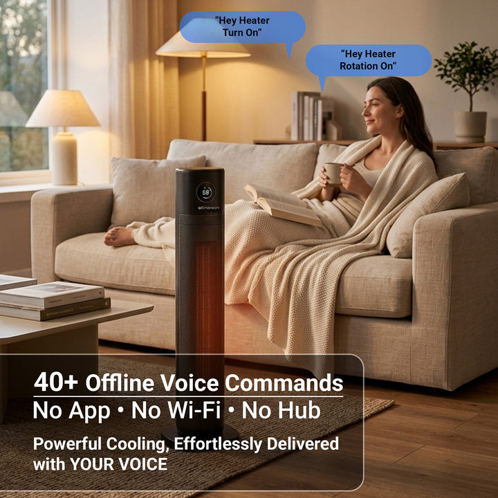 Voice-Controlled 32" Oscillating Tower Heater