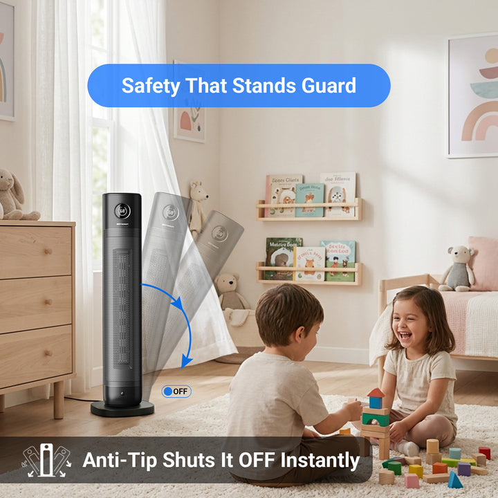 Voice-Controlled 32" Oscillating Tower Heater