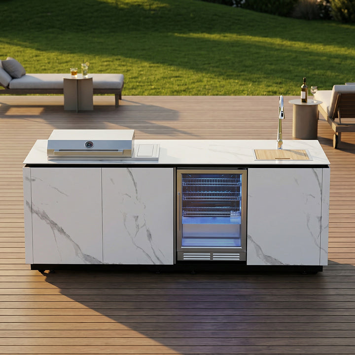 Luxury Outdoor Kitchen Island Grill with Marble Finish