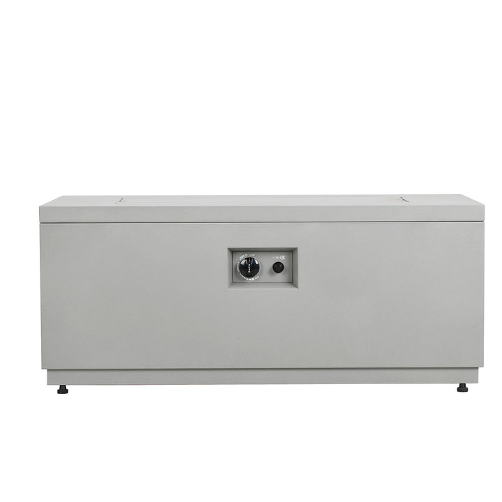 Modern Rectangular Fire Pit Table with Lid and Gas Tank Cover
