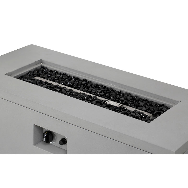 Modern Rectangular Fire Pit Table with Lid and Gas Tank Cover